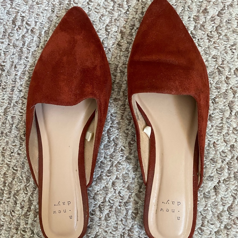 Red suede flats